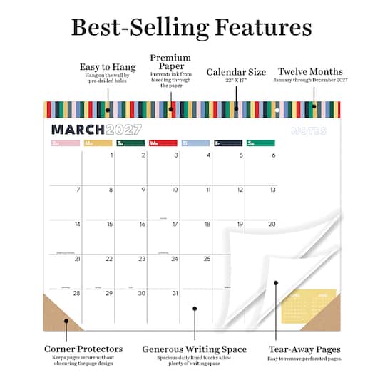 2027 Long Weekend Large Desk Pad Monthly Blotter Calendar